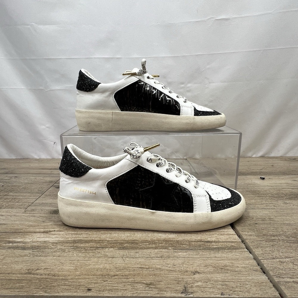 Vintage Havana Womens Gadol Black White Star‎ Glitter Croc Sneakers VH EST 1954